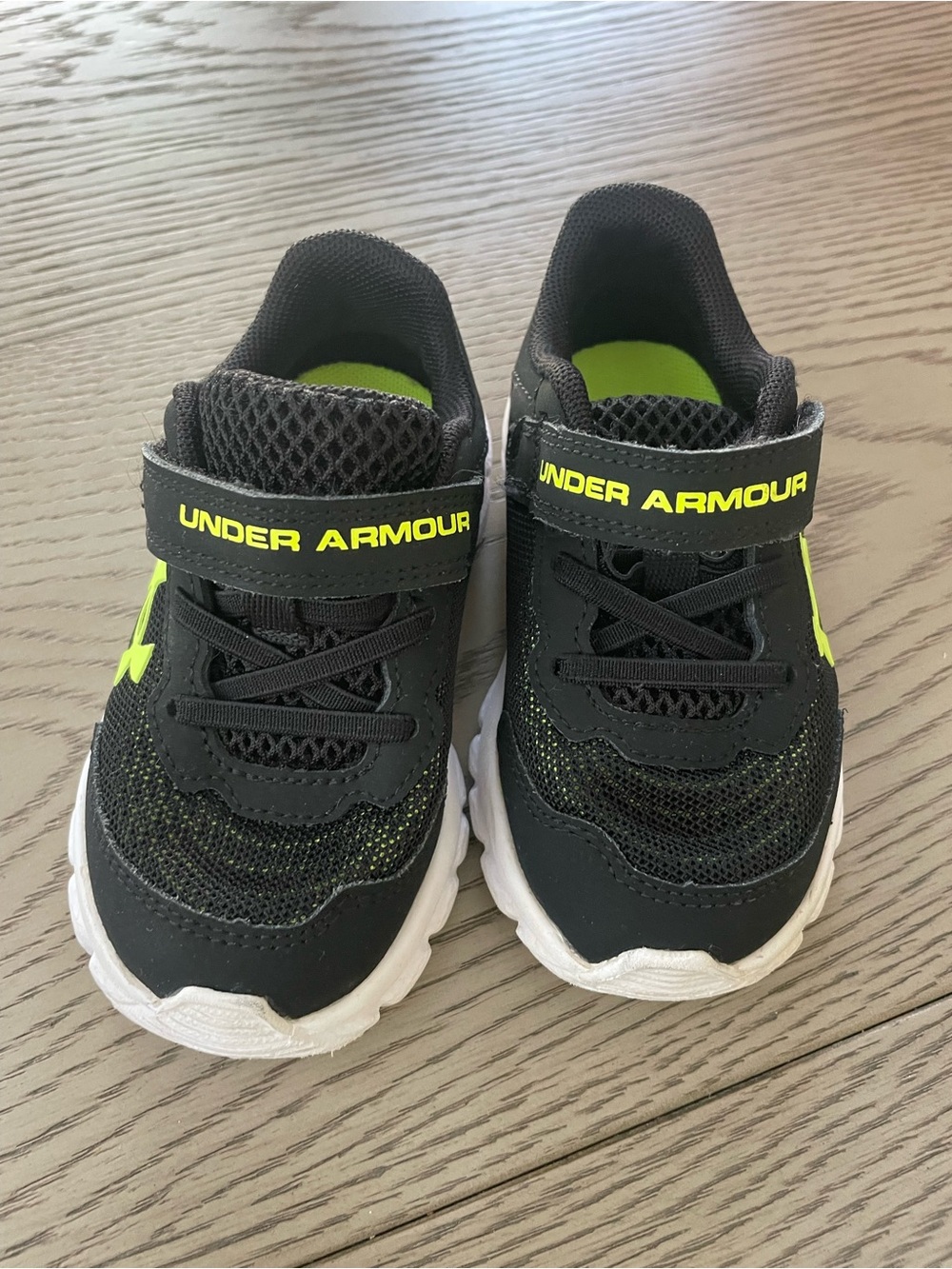 Under Armour Kids Black & Neon Green Athletic Sneakers